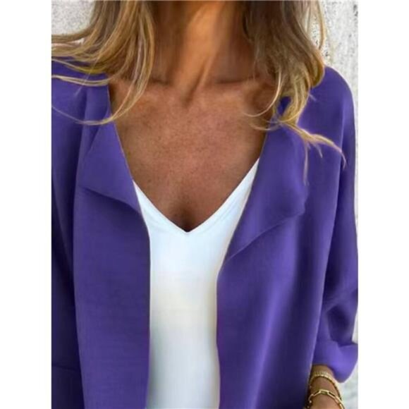 Full Size Open Front 3/4 Sleeve Casual Cardigan Plus Size - Picture 3 of 16